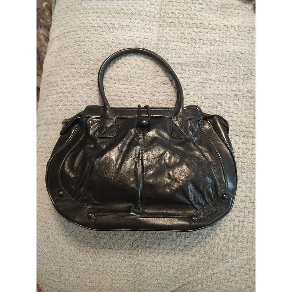 French Connection Top Handle Bag Black Leather Vintage Y2k